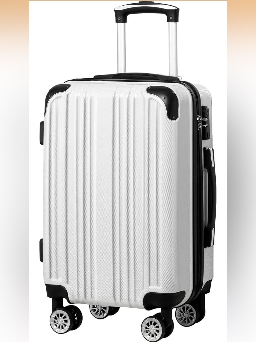 Coolife Hard-Shell Carry-On Luggage in White New in Original Box